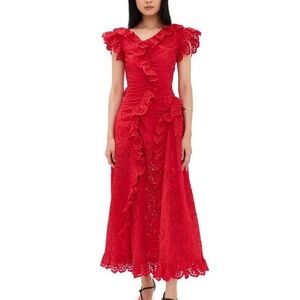 AKNVAS Ruffled Broderie Anglaise Maxi Dress size 6